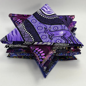 Australian Aboriginal Fabric designs in all kinds of wonderful hues and tones of purples!