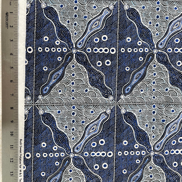Crazy Bolt Sale - Bush Sweet Potatoes blue by Audrey Napanangka Martin