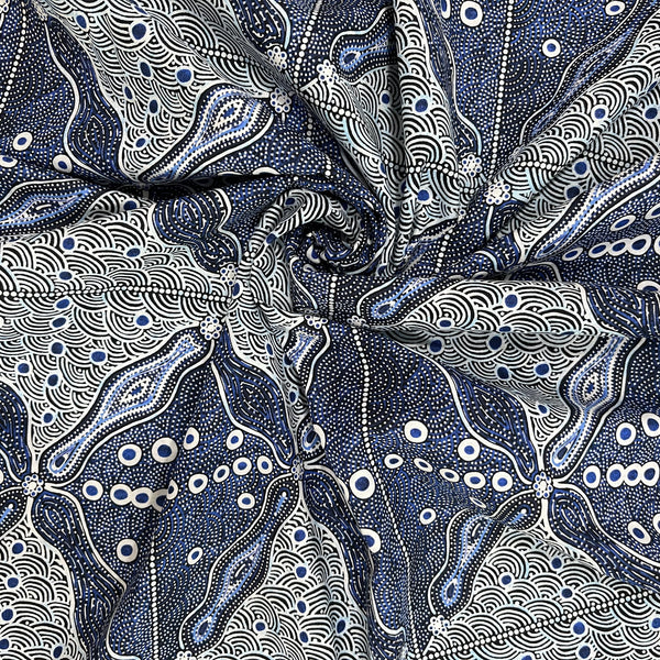 Crazy Bolt Sale - Bush Sweet Potatoes blue by Audrey Napanangka Martin