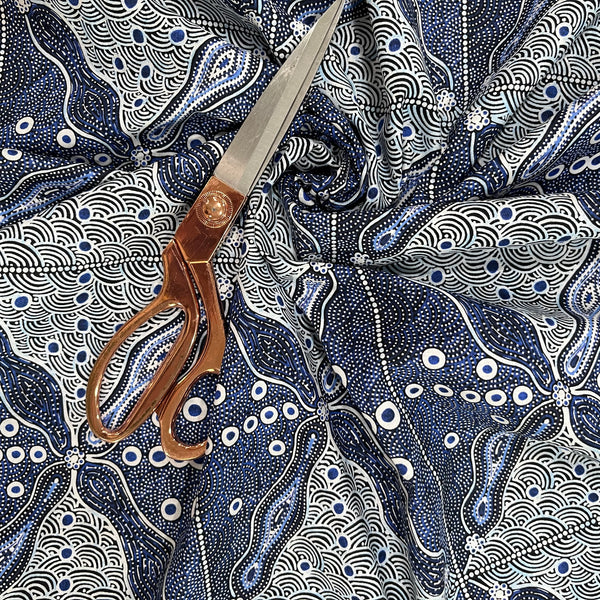 Crazy Bolt Sale - Bush Sweet Potatoes blue by Audrey Napanangka Martin