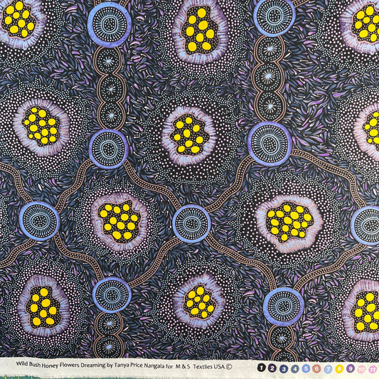 Wild Bush Honey Flowers Dreaming Eggplant by Tanya Price Nangala