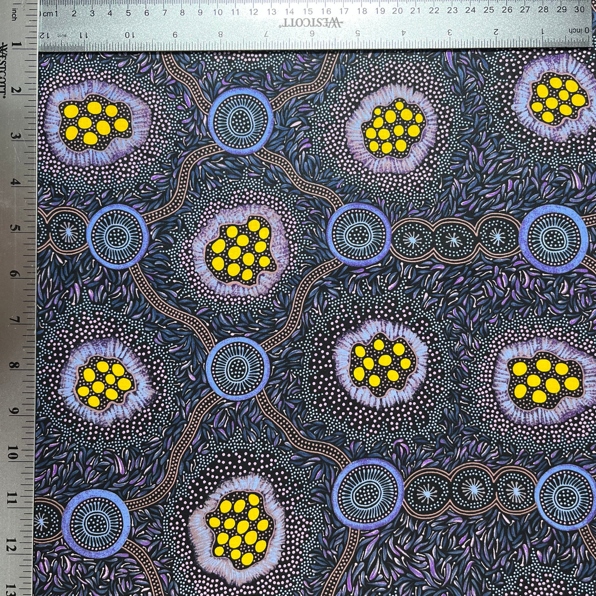 Wild Bush Honey Flowers Dreaming Eggplant by Tanya Price Nangala