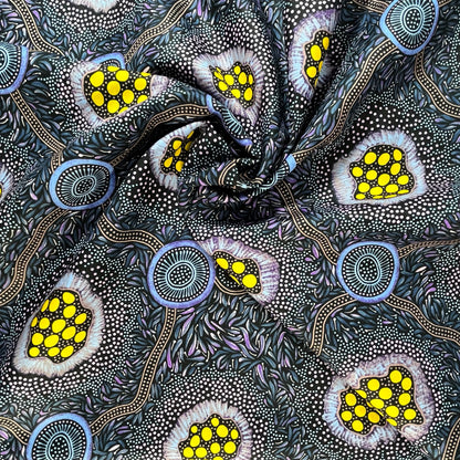 Wild Bush Honey Flowers Dreaming Eggplant by Tanya Price Nangala