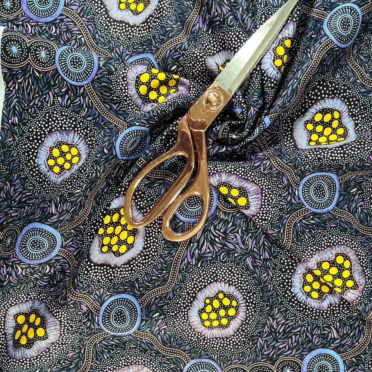 Wild Bush Honey Flowers Dreaming Eggplant by Tanya Price Nangala