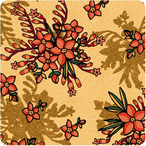HBO Kangaroo Paw Guinea Flower Cream Australian cotton fabric