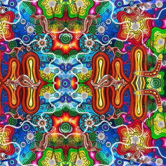 Kangaroo Dreaming - Spirit of the Bush 2 by Chern'ee Sutton for Kennard & Kennard fabrics