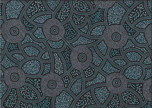  The intricate green and white dot design on a black background is printed on high-quality 100% fine cotton from India, offering a soft hand and limitless possibilities for quilting, clothing, and home decor. 