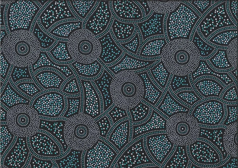  The intricate green and white dot design on a black background is printed on high-quality 100% fine cotton from India, offering a soft hand and limitless possibilities for quilting, clothing, and home decor. 