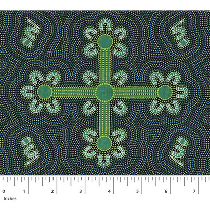 Special Buy -  Ladies Dancing at Ceremony Green Australian Aboriginal Fabric by Margaret Wallace