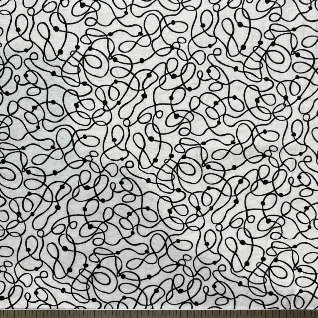 Doodled LoopDeLoops with some "stopping points" in black on a white background,  designed by Kim Schafer.
