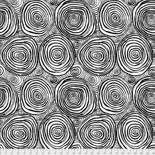 A striking black and white design looking like large Onion Rings. 