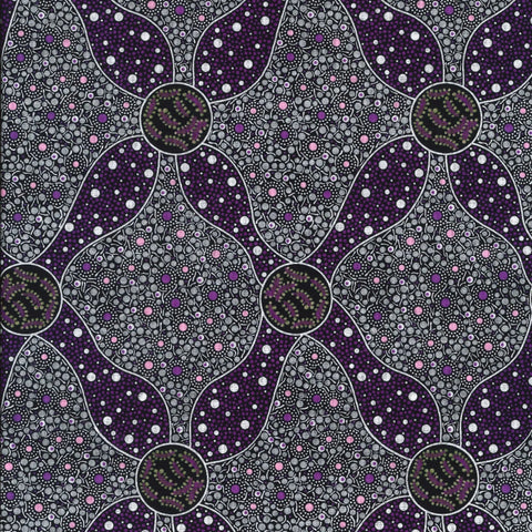 wer with Honey, purple, by Samantha McCormack is a medium size design of stylized flowers in purple