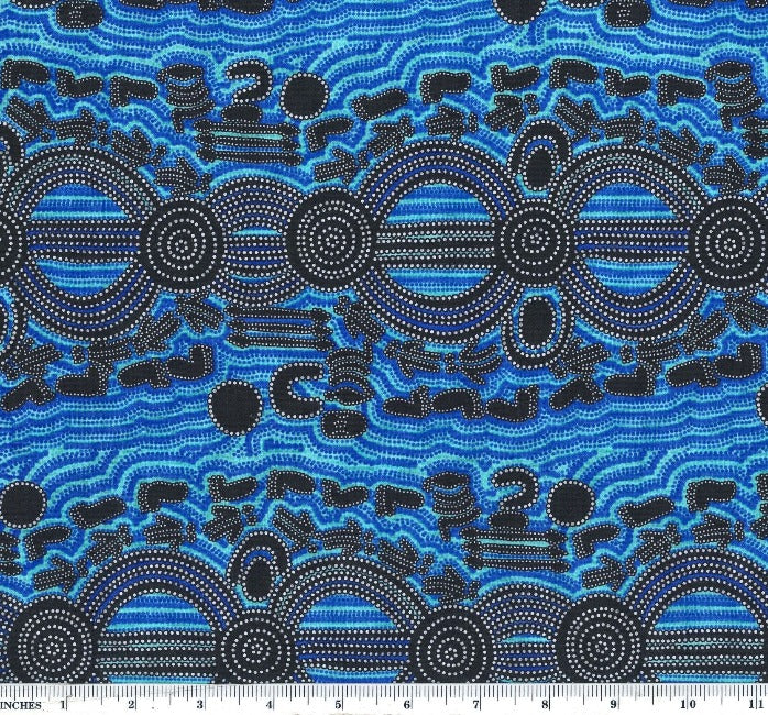 Rock Wallaby Dreaming blue by Aboriginal artist Sandra Wayne