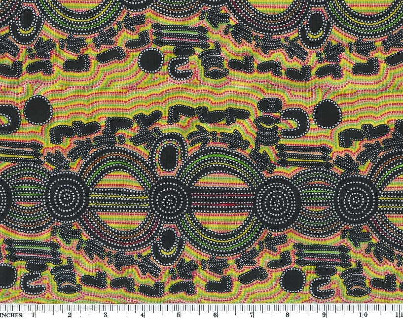 Special buy - Rock Wallaby Dreaming green by Aboriginal artist Sandra Wayne