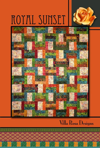 Royal Sunset quilt pattern uses the popular 2.5" strips known as Dreamtime Rolls for Australian fabrics (aka Jelly rolls), resulting in a dynamic quilt design.