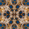 Stone Emu Nest Dreaming by the aboriginal Australian artist Chern'ee Sutton is a design in tan, brown and blue on a sand colored background, printed on 100% high quality cotton that runs 43" wide. 