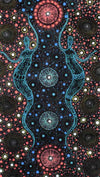 Two Sisters Collecting Bush Tucker aqua - designed by Marlene Doolan, Aboriginal Artist