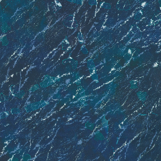deepest navy, teal, white sea foam from waves