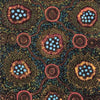 An Aboriginal design by Tanya Price featuring stylized floral motifs in yellow, aqua, burnt orange, and teal on a dark background