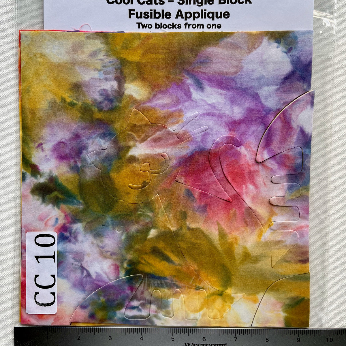 Cool Cats Precut Fusible Applique Block made from Gabriele's hand dyed fabrics CC 10