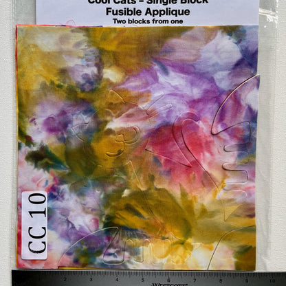Cool Cats Precut Fusible Applique Block made from Gabriele's hand dyed fabrics CC 10