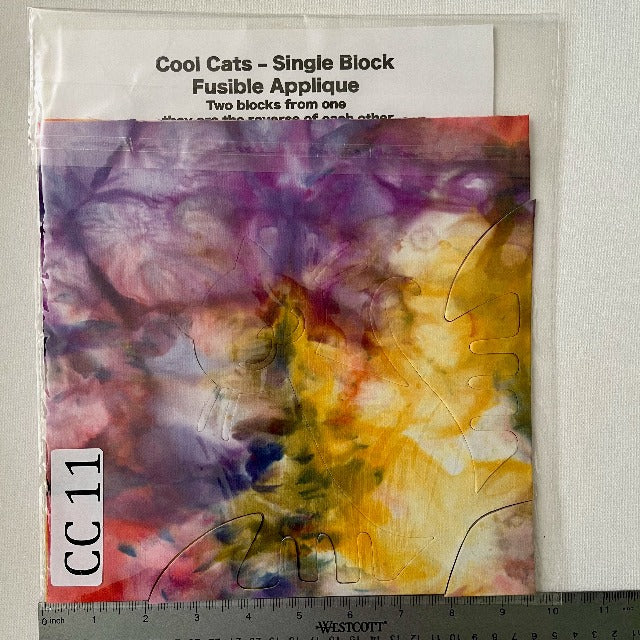 Cool Cats Precut Fusible Applique Block made from Gabriele's hand dyed fabrics CC 11
