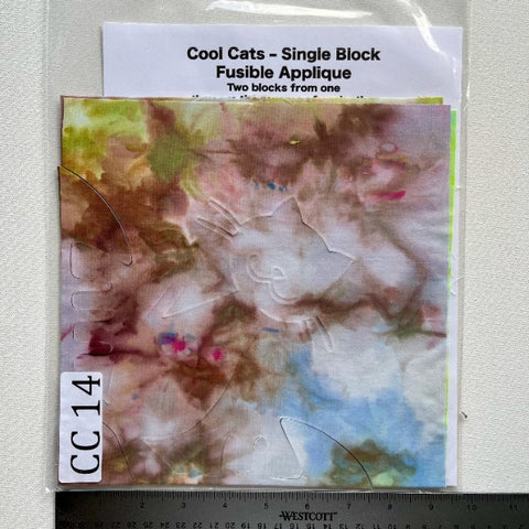 Cool Cats Precut Fusible Applique Block made from Gabriele's hand dyed fabrics CC 14