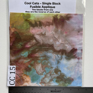 Cool Cats Precut Fusible Applique Block made from Gabriele's hand dyed fabrics CC 15