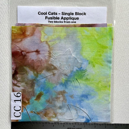 Cool Cats Precut Fusible Applique Block made from Gabriele's hand dyed fabrics CC 16