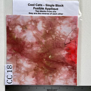 Cool Cats Precut Fusible Applique Block made from Gabriele's hand dyed fabrics CC 18