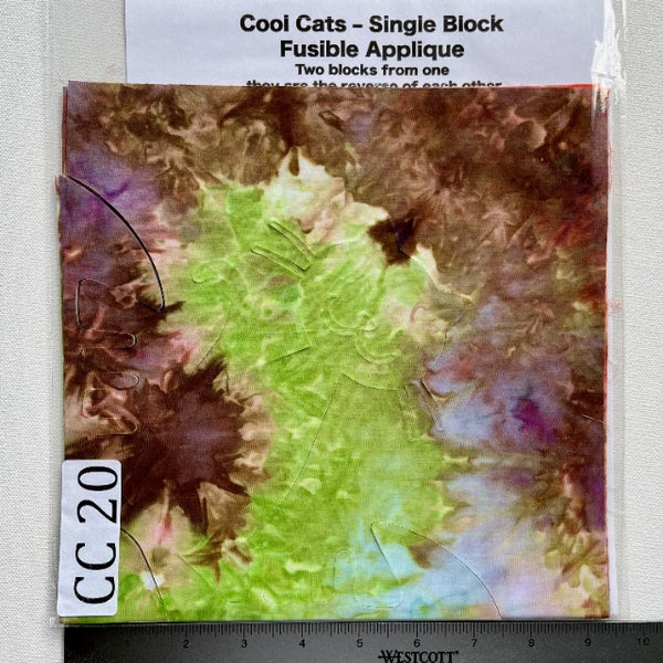 Cool Cats Precut Fusible Applique Block made from Gabriele's hand dyed fabrics CC 20