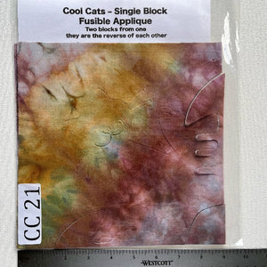 Cool Cats Precut Fusible Applique Block made from Gabriele's hand dyed fabrics CC 21