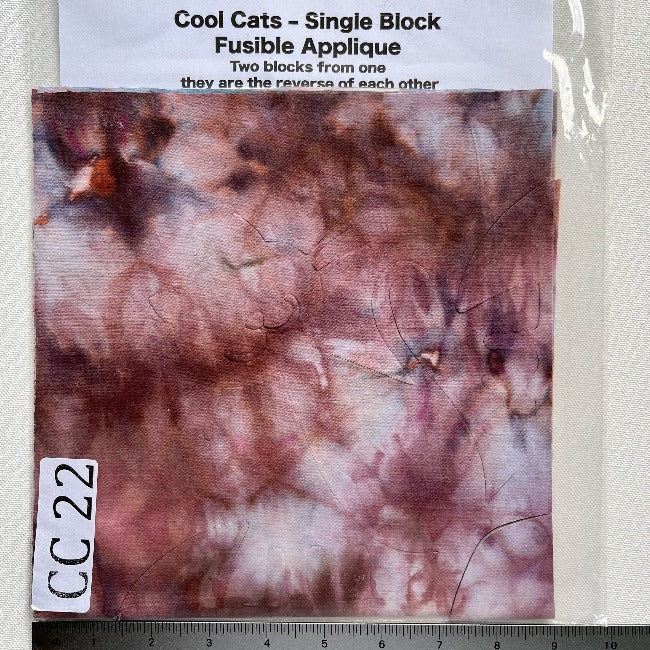 Cool Cats Precut Fusible Applique Block made from Gabriele's hand dyed fabrics CC 22