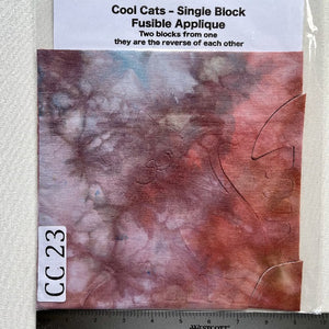 Cool Cats Precut Fusible Applique Block made from Gabriele's hand dyed fabrics CC 23