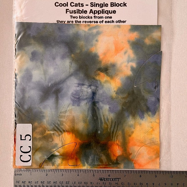 Cool Cats Precut Fusible Applique Block made from Gabriele's hand dyed fabrics CC 5