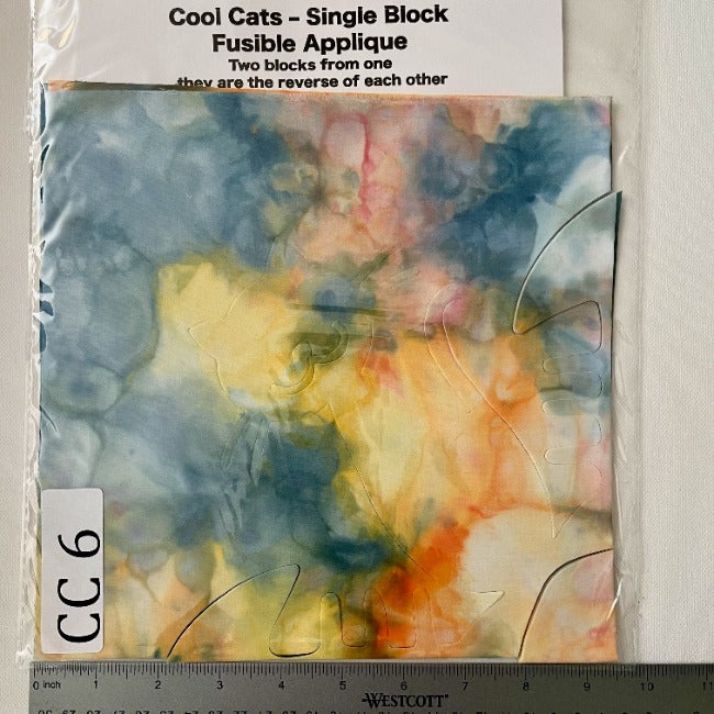 Cool Cats Precut Fusible Applique Block made from Gabriele's hand dyed fabrics CC 6