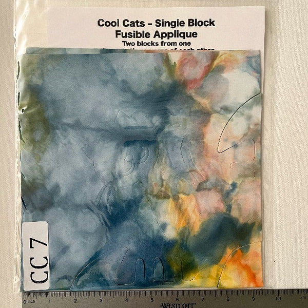 Cool Cats Precut Fusible Applique Block made from Gabriele's hand dyed fabrics CC 7