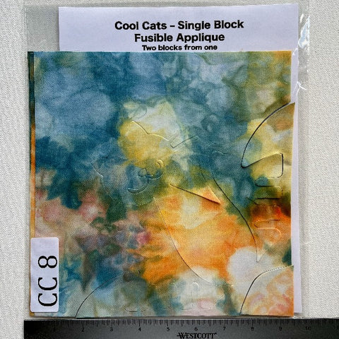 Cool Cats Precut Fusible Applique Block made from Gabriele's hand dyed fabrics CC 8