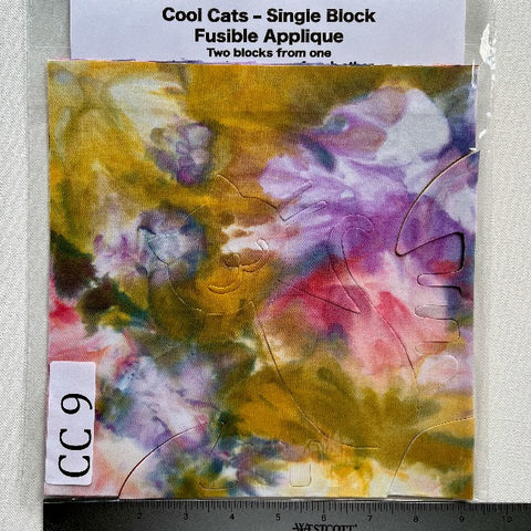 Cool Cats Precut Fusible Applique Block made from Gabriele's hand dyed fabrics CC 9