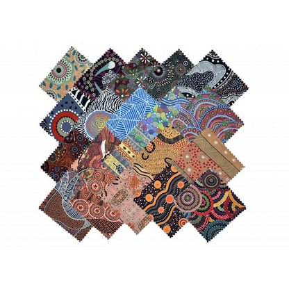 Dreamtime 10" Square Australian Aboriginal Fabric Pack, Multi color