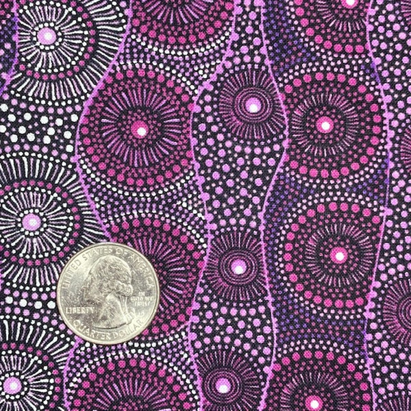 Alpara Seed purple Australian Aboriginal fabric by Rosie Bird