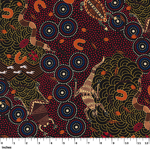 Aboriginal Art Fabric Length high quality - 1 m Tencel/Linen - Women's Business Design