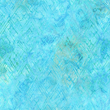 Azure from the Evening Glow line is a gorgeous fabric in a turquoise geometric design on a light tropical blue background. 