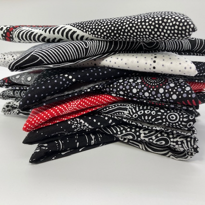 Australian Aboriginal Fabric Black, White and a smidge of Red 10 Fat Quarter Bundle