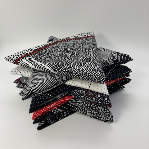 Australian Aboriginal Fabric Black, White and a smidge of Red 10 Fat Quarter Bundle