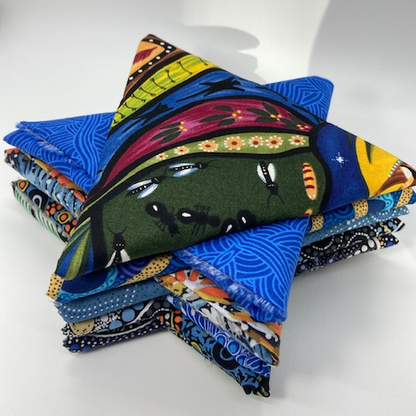 Australian Aboriginal Fabrics Blue 10 Fat Quarter Bundle