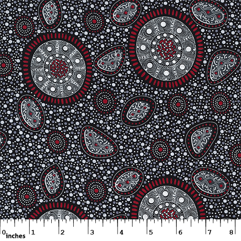 Bush Onions and Wild Flowers Black - Designed by Jane Doolan