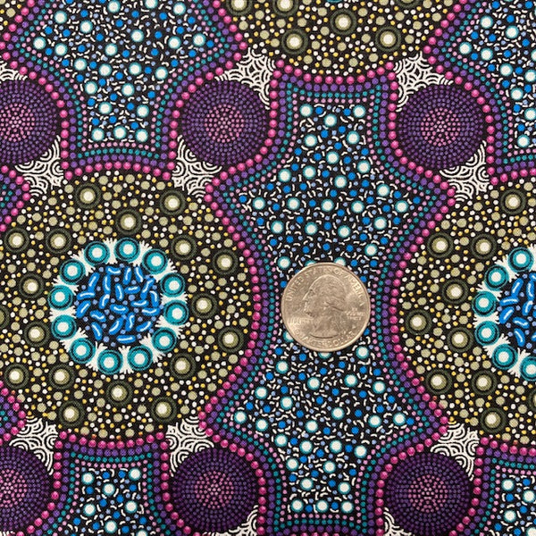 Bush Flowers purple Australian Aboriginal fabric by Marlene Doolan
