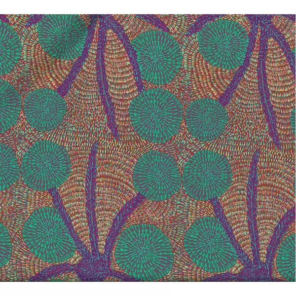 Bush Medicine with Long Stripes -Purple - Australian Aboriginal fabric designed by Eileen Bonney