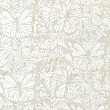 Butterflies Ivory is a lovely cream and white batik, depicting butterflies in flight.  